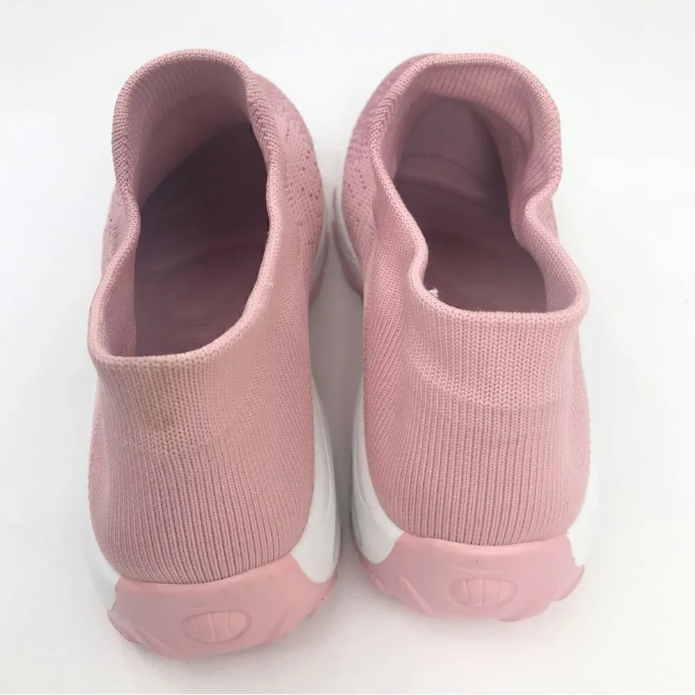STQ Pink Gradient Air Cushion Speckled Knit Sock Athletic Walking Sneakers